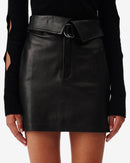 Jupe Ceinturée En Cuir Angelica - Black