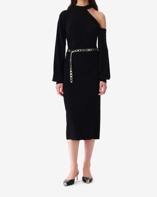 Caifa Ribbed Jersey Midi Skirt - Black