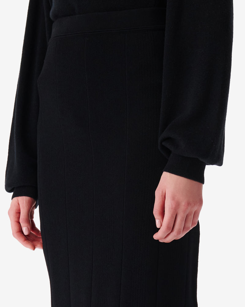 Jupe Midi En Jersey Côtelé Caifa - Black