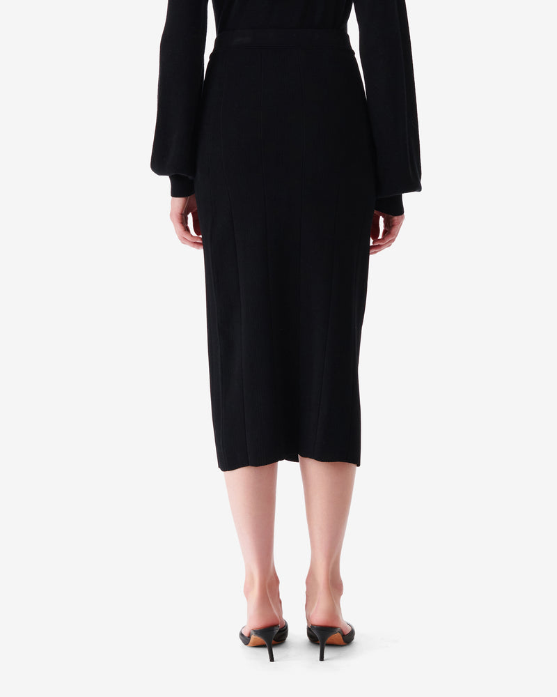Jupe Midi En Jersey Côtelé Caifa - Black