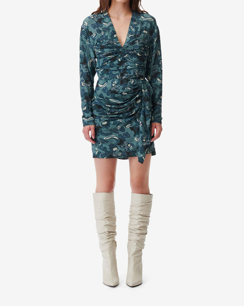 Jupe Imprimée À Fronces Fidi - Blue Green