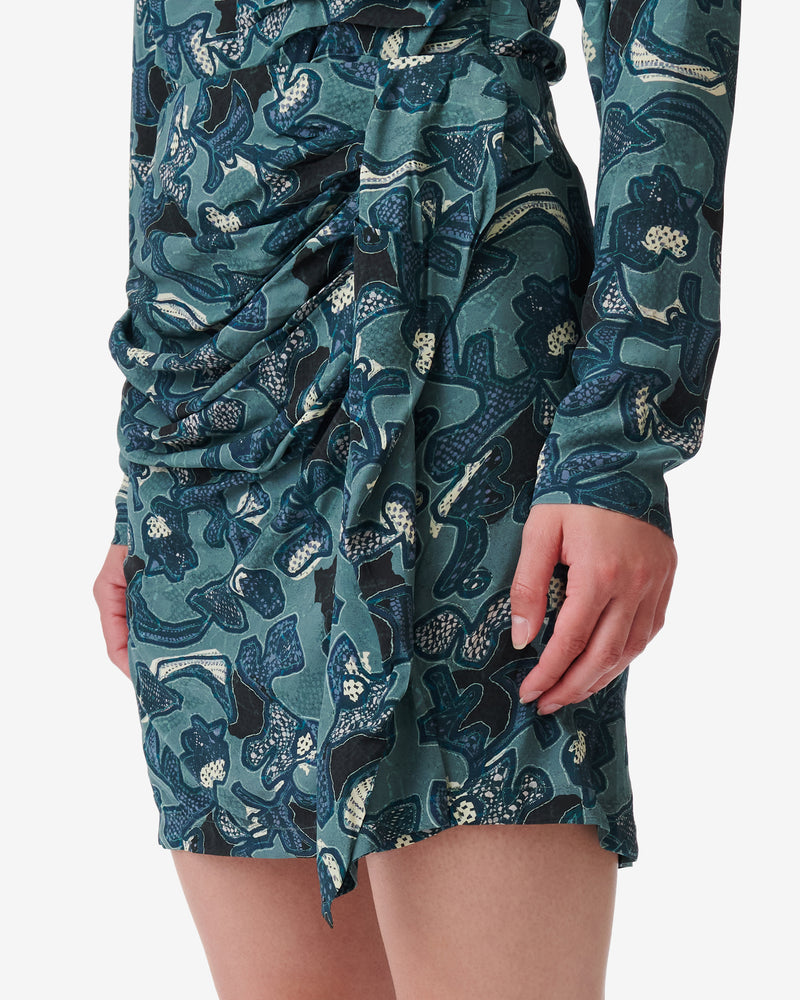 Jupe Imprimée À Fronces Fidi - Blue Green