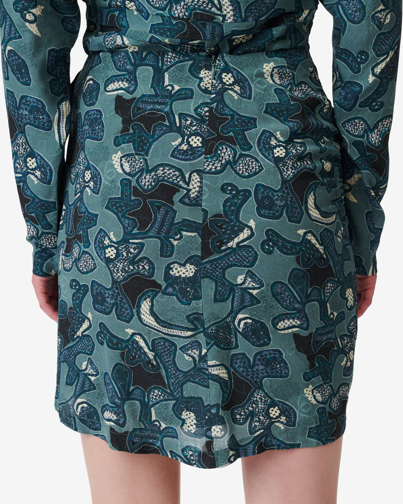 Jupe Imprimée À Fronces Fidi - Blue Green