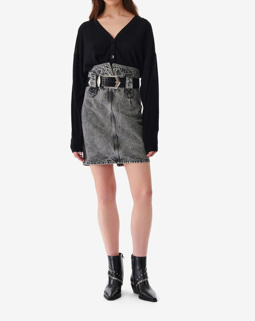 Jupe Courte En Jean Délavé Jazzino - Snow Black