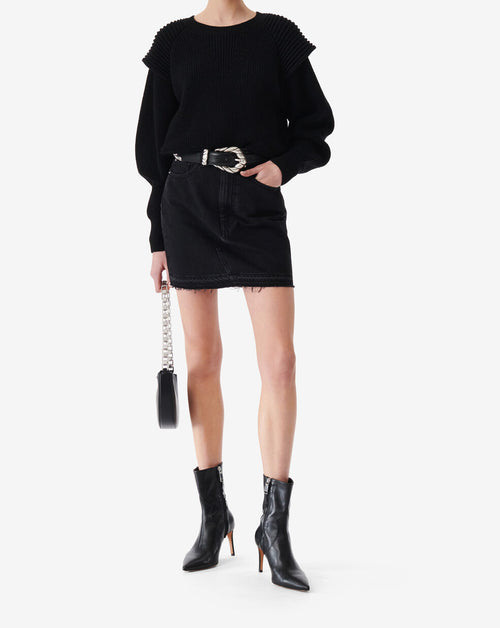 Jupe Courte En Jean Délavé Kavala - Black Stone