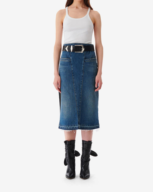 Jupe Midi En Jean Délavé Lamy - Mid Blue Used