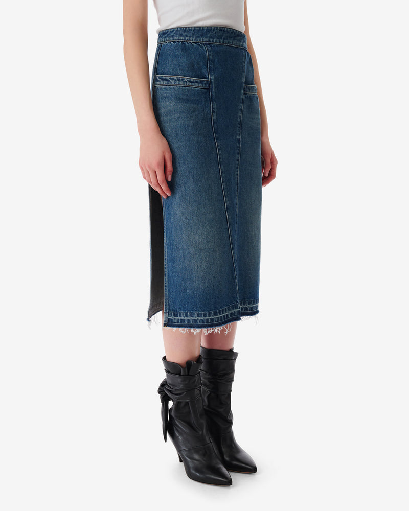 Jupe Midi En Jean Délavé Lamy - Mid Blue Used