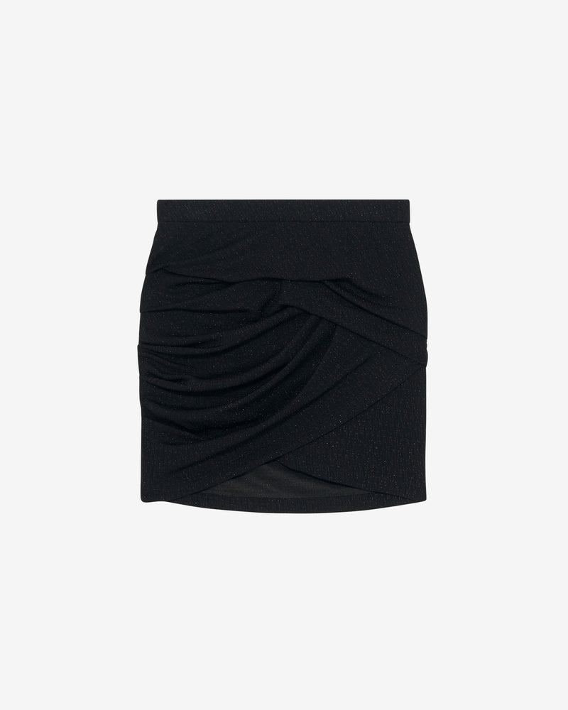 Jupe Courte En Jersey Lurex Menia - Black/Black Lurex