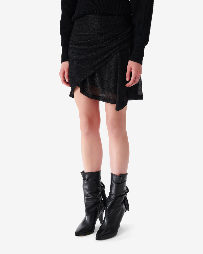 Jupe Courte Lurex À Volants Nuda - Black Metallic