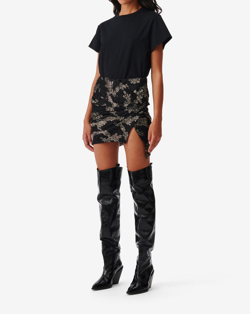 Jupe Courte À Imprimé Doré Tirana - Black/Gold