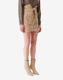 Jupe Courte Ceinturée En Tweed Tomia - Mixed Beige