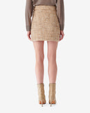Jupe Courte Ceinturée En Tweed Tomia - Mixed Beige
