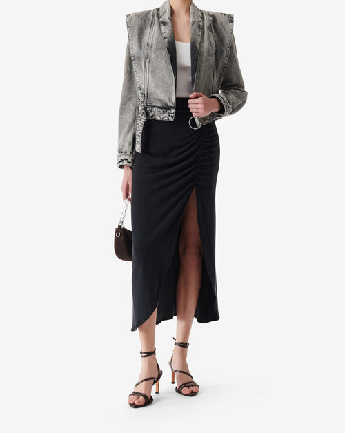 Jupe Midi En Jersey À Fente Tupi - Black