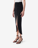 Jupe Midi En Jersey À Fente Tupi - Black