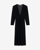 Robe Longue Drapée Col V Alofi - Black