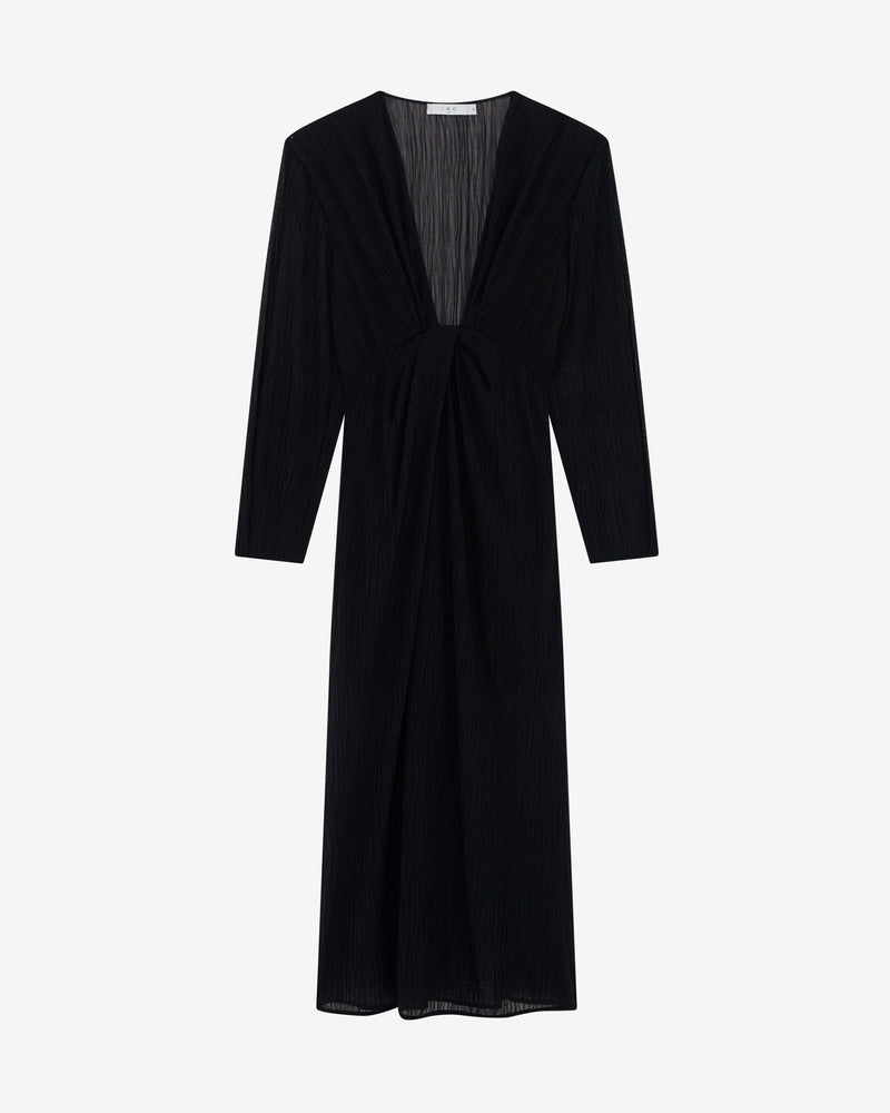 Robe Longue Drapée Col V Alofi - Black