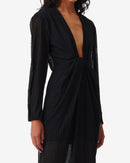 Robe Longue Drapée Col V Alofi - Black