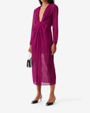 Robe Longue Drapée Col V Alofi - Fushia