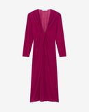Robe Longue Drapée Col V Alofi - Fushia