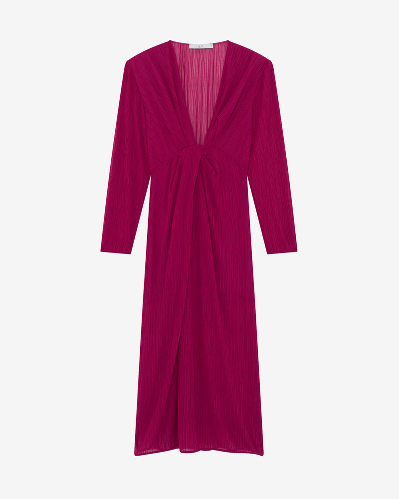 Robe Longue Drapée Col V Alofi - Fushia
