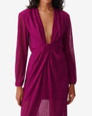 Robe Longue Drapée Col V Alofi - Fushia