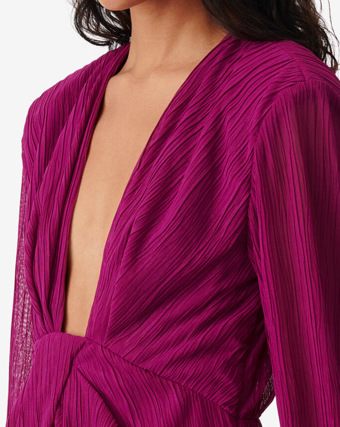 Robe Longue Drapée Col V Alofi - Fushia