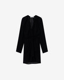 Robe Courte Col V À Volants Alvina - Black