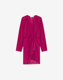 Robe Courte Col V À Volants Alvina - Fushia