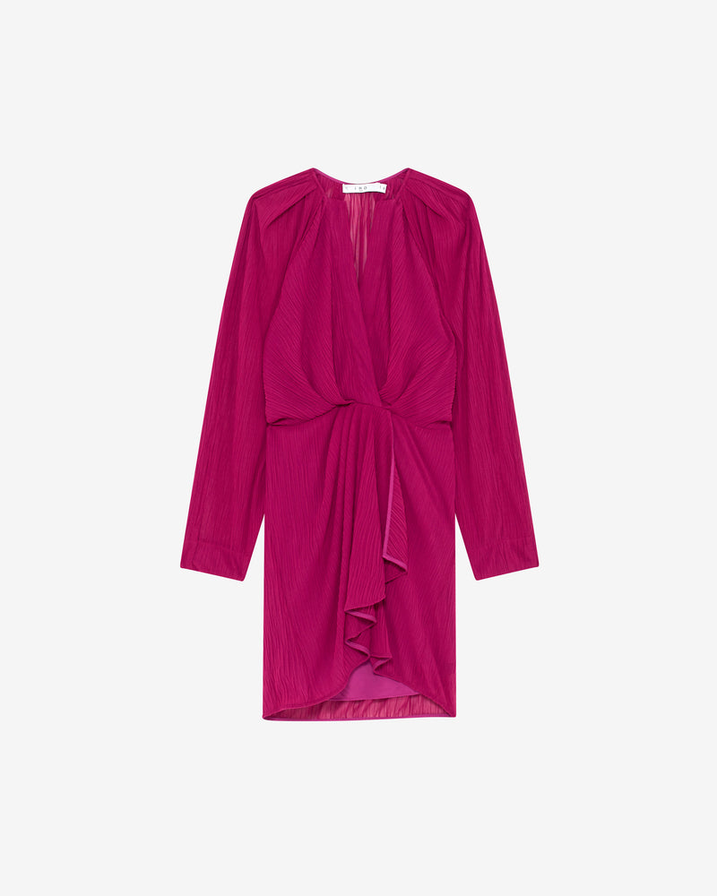 Robe Courte Col V À Volants Alvina - Fushia