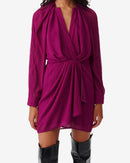 Robe Courte Col V À Volants Alvina - Fushia