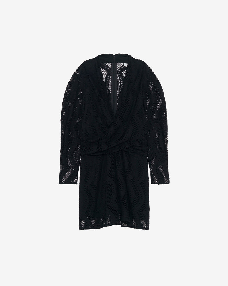 Robe À Dentelle Col V Croisé Emsi - Black