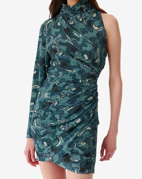 Robe Imprimée Asymétrique Fabiola - Blue Green