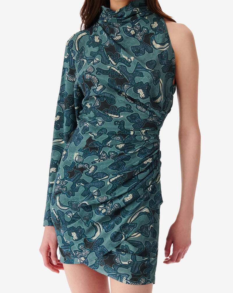 Robe Imprimée Asymétrique Fabiola - Blue Green