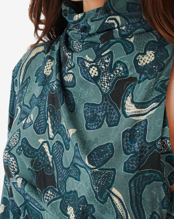 Robe Imprimée Asymétrique Fabiola - Blue Green