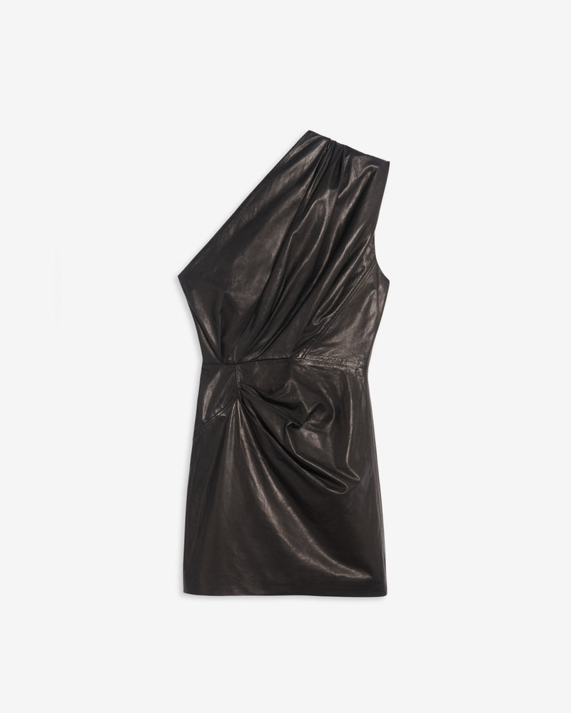 Robe Asymétrique En Cuir Floky - Black - Femme