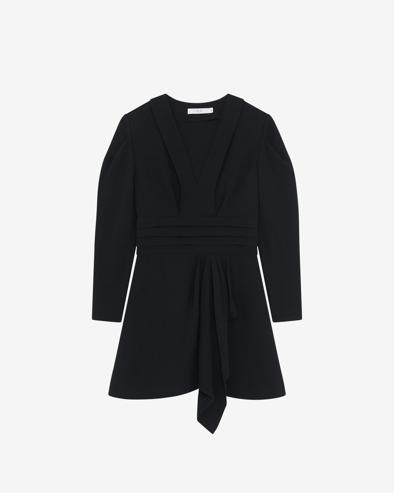 Robe Courte Col V À Volants Jimilia - Black