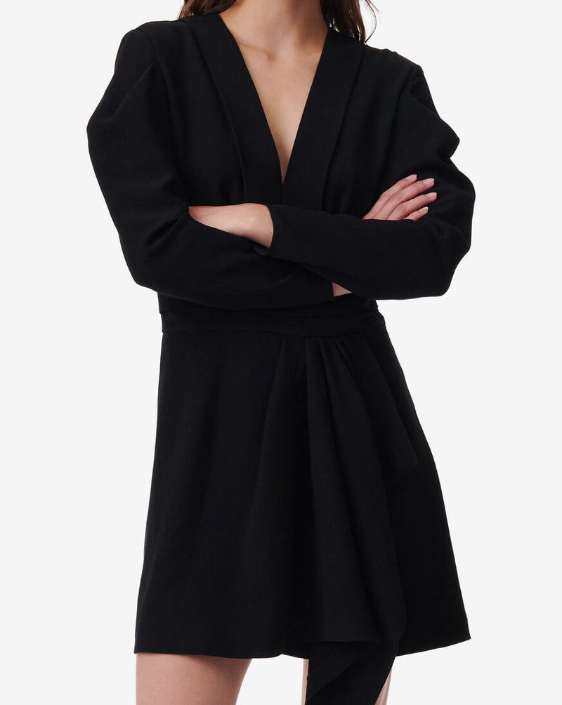 Robe Courte Col V À Volants Jimilia - Black