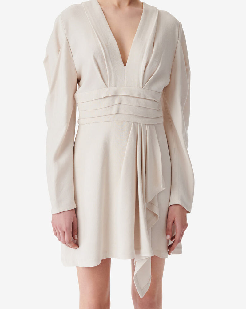 Robe Courte Col V À Volants Jimilia - Ecru