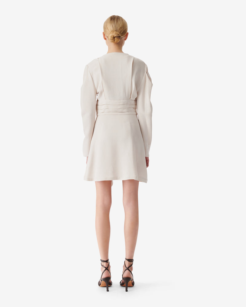 Robe Courte Col V À Volants Jimilia - Ecru