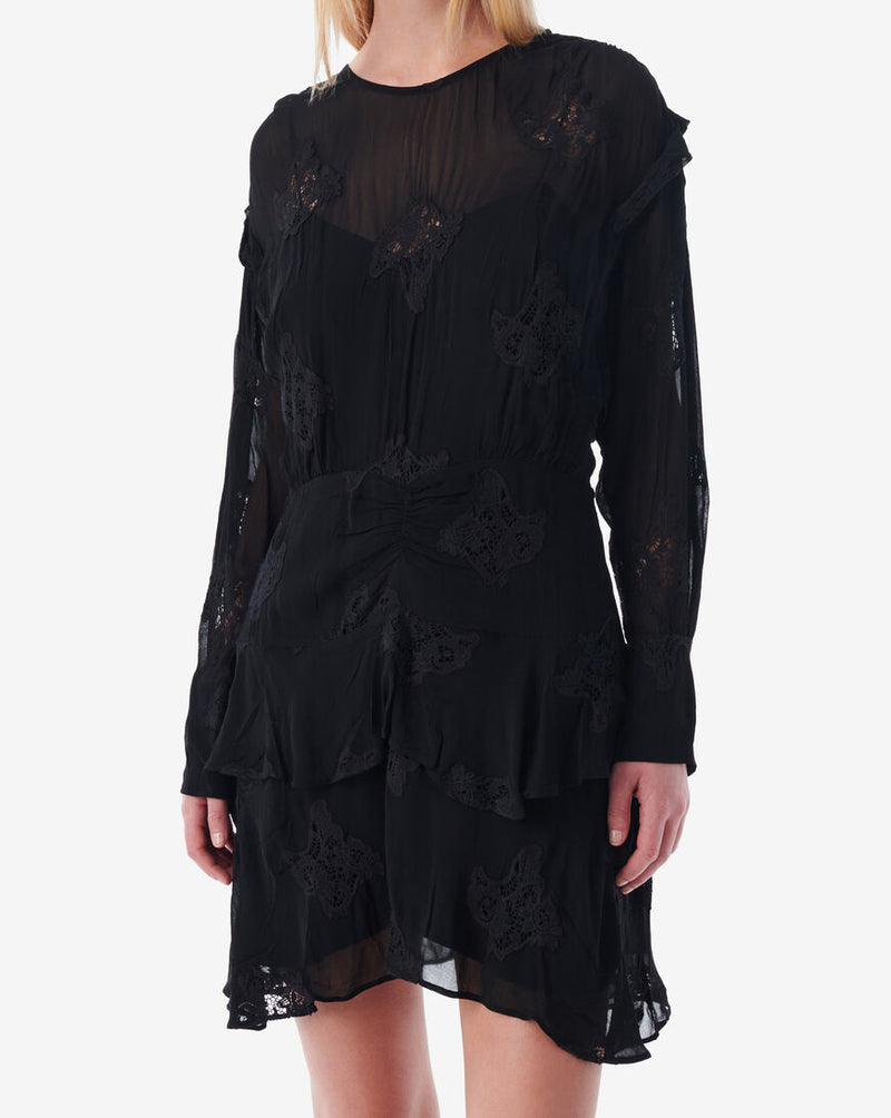 Robe Courte En Dentelle Levoca - Black
