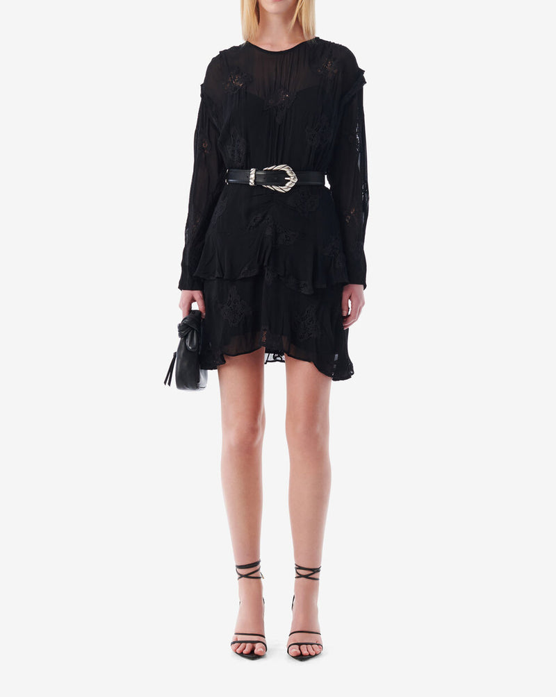 Robe Courte En Dentelle Levoca - Black