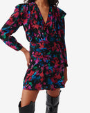 Robe Courte Imprimée Col V Masca - Black Multico