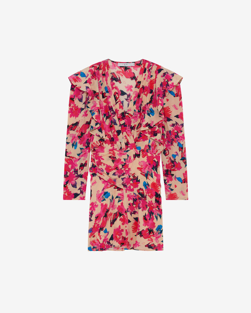 Robe Courte Imprimée Col V Masca - Multico Ecru