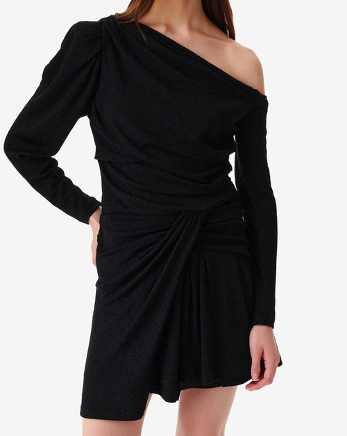 Robe Courte En Jersey Lurex Merimi - Black/Black Lurex
