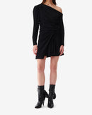 Robe Courte En Jersey Lurex Merimi - Black/Black Lurex