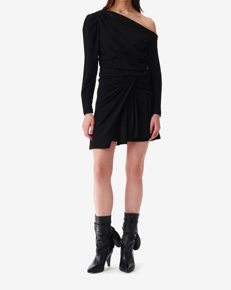 Robe Courte En Jersey Lurex Merimi - Black/Black Lurex