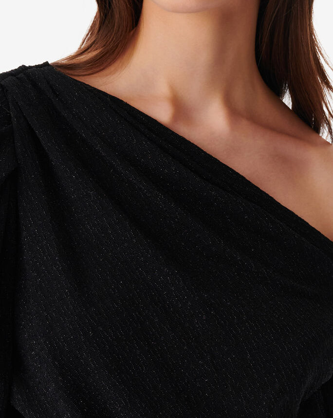 Robe Courte En Jersey Lurex Merimi - Black/Black Lurex