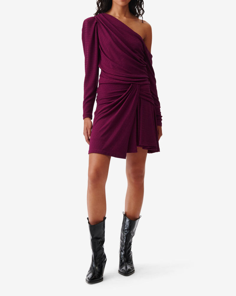 Robe Courte En Jersey Lurex Merimi - Fushia/Black