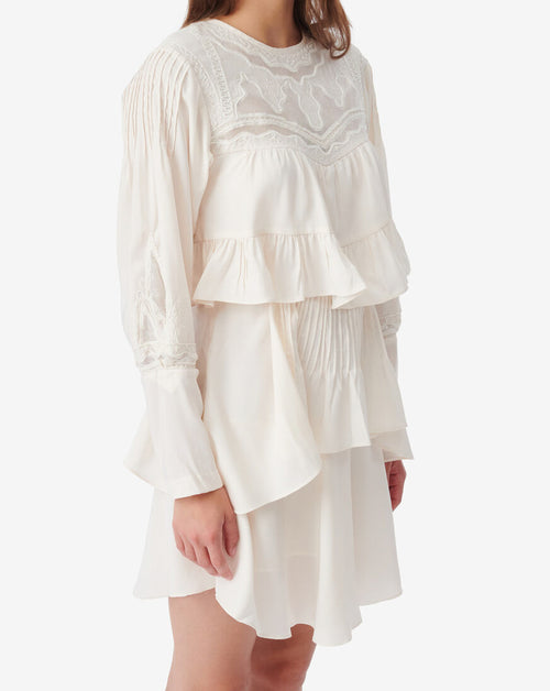 Robe Courte À Volants Micha - Ecru