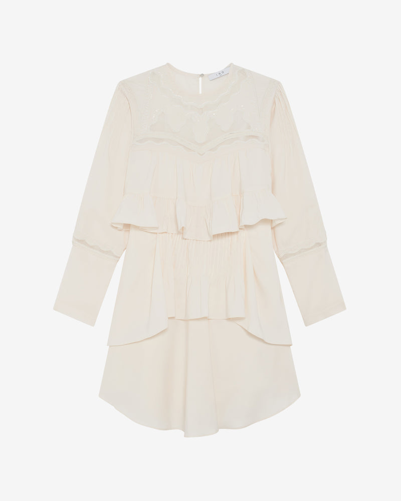 Robe Courte À Volants Micha - Ecru